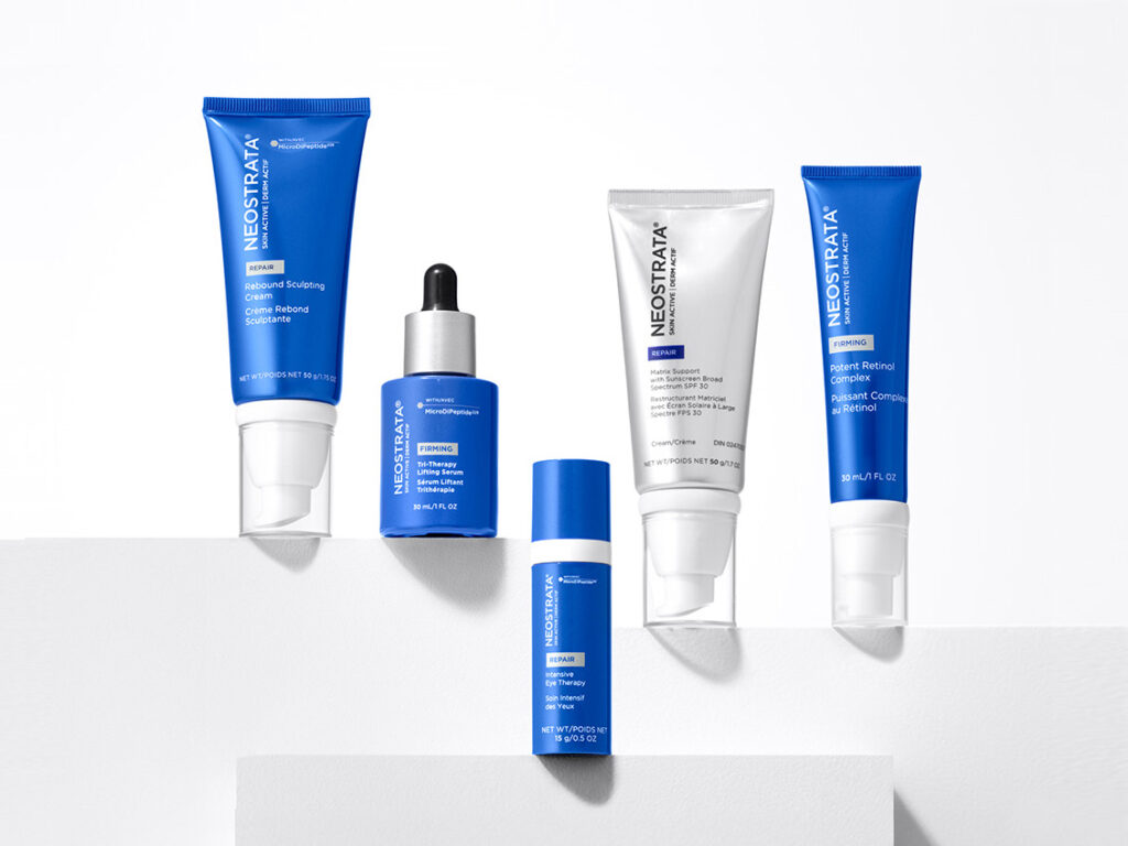Bilde av fem produkter fra NEOSTRATAs Skin Active-serie